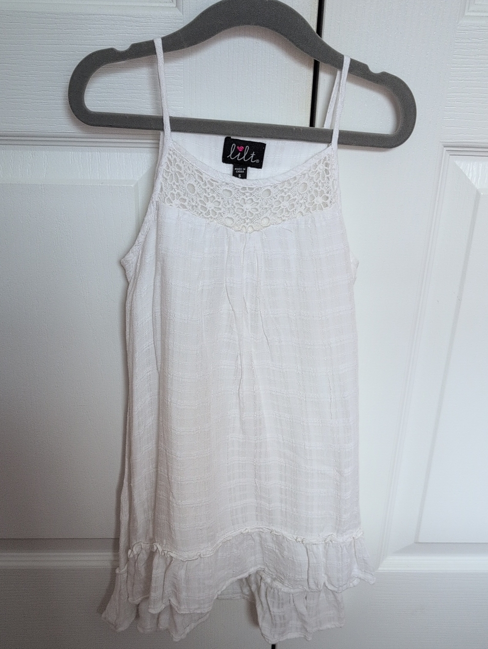 lilt White Cotton Lace Sleeveless Dress